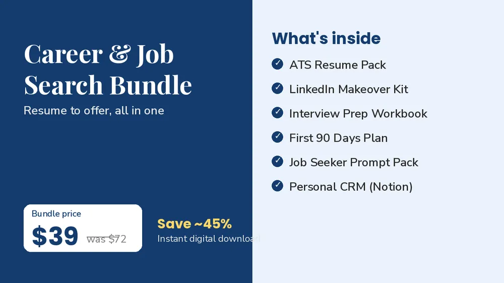 Cover of Career & Job Search Bundle - Resume, LinkedIn, Interview Prep & More