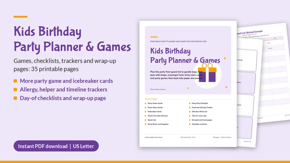 Cover of Kids Birthday Party Planner & Games