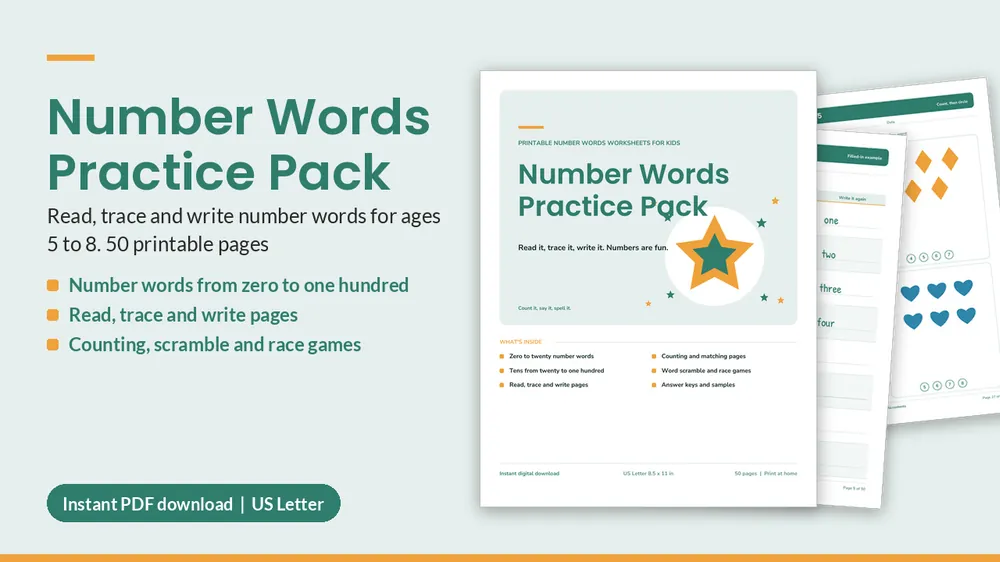 Cover of Number Words Practice Pack