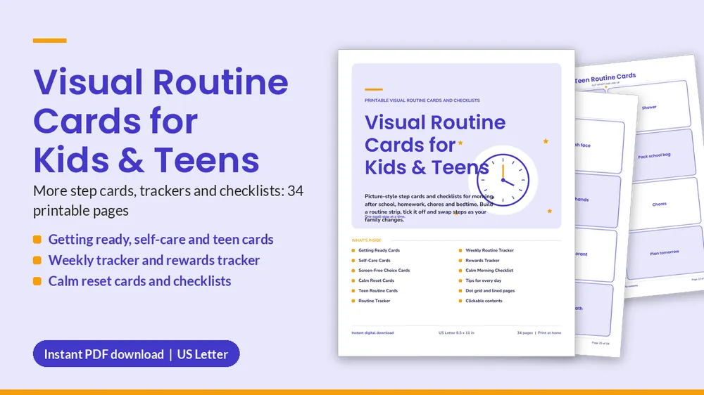 Cover of Visual Routine Cards for Kids & Teens