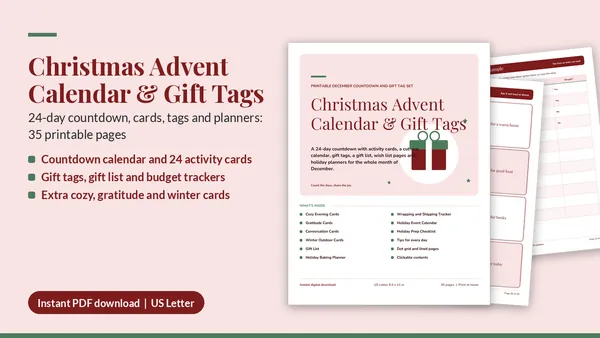 Cover of Christmas Advent Calendar & Gift Tag Set
