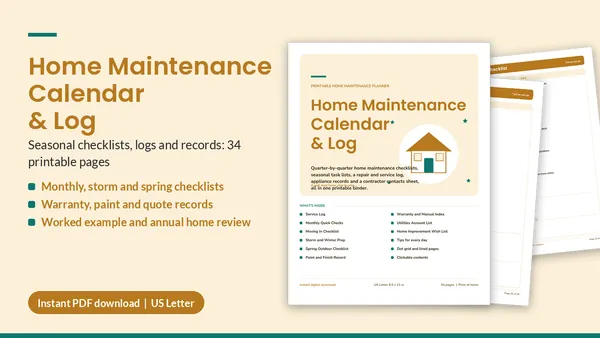 Cover of Home Maintenance Calendar & Log