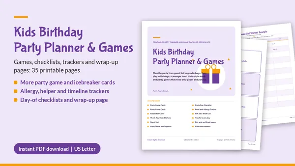 Cover of Kids Birthday Party Planner & Games