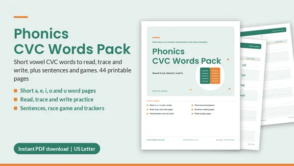 Cover of Phonics CVC Words Pack