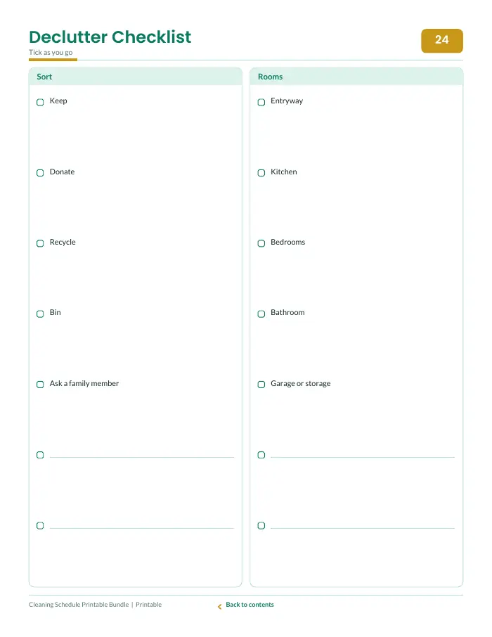 Inside page 3 of Cleaning Schedule Printable Bundle