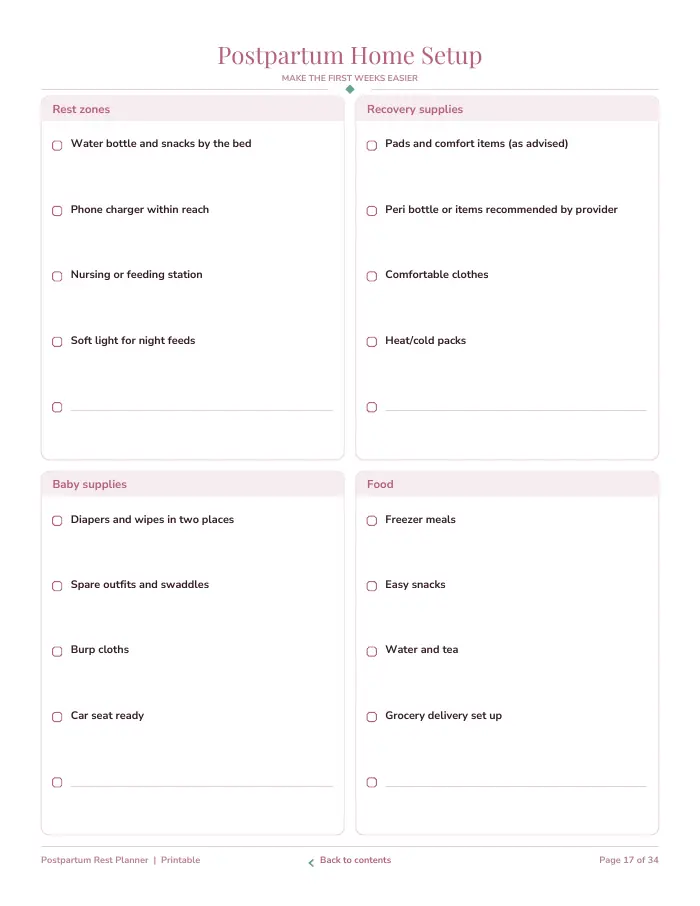 Inside page 2 of Postpartum Recovery & Rest Planner