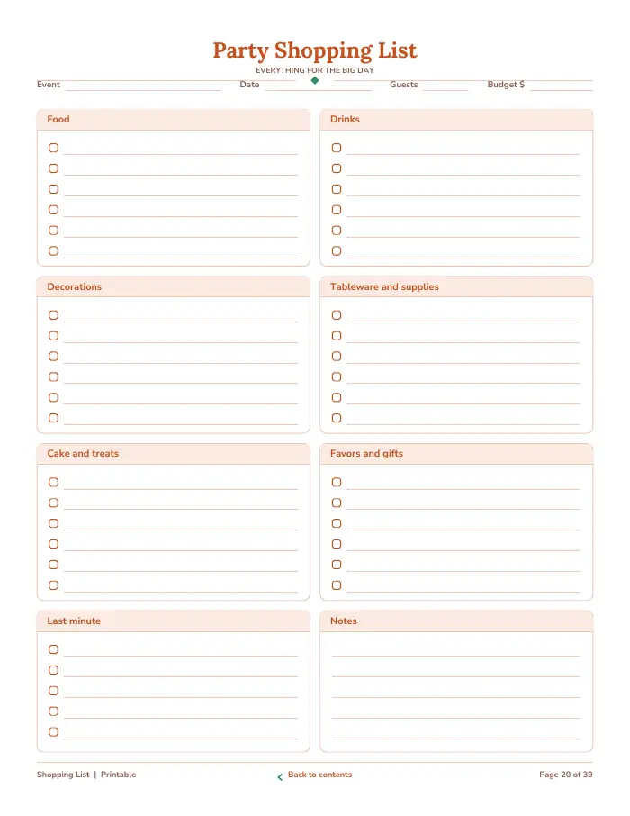 Inside page 2 of Shopping List
