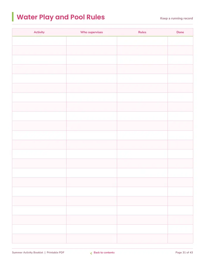 Inside page 3 of Summer Activity Booklet