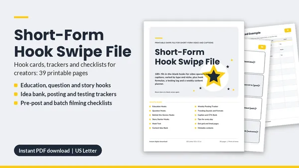 Cover of Short-Form Hook Swipe File