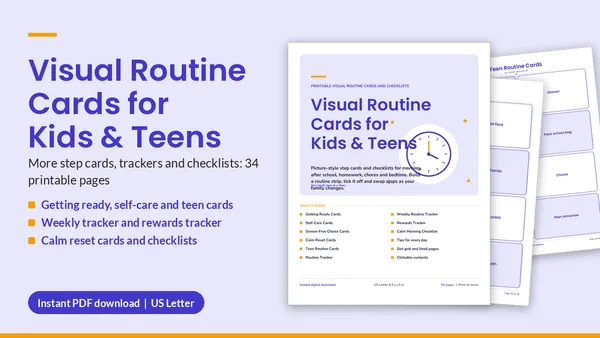 Cover of Visual Routine Cards for Kids & Teens